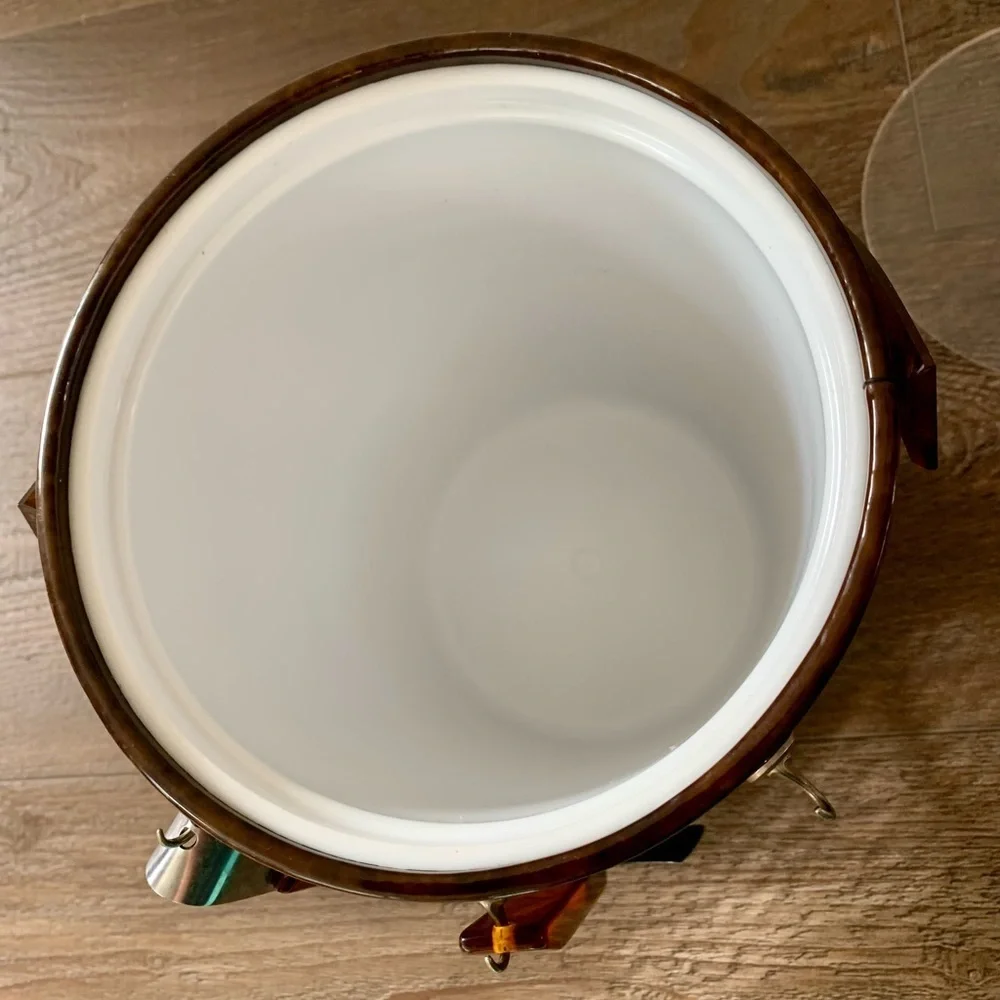 Vintage Mid Century Modern Bar Georges Briard Tortoise Shell Vinyl Ice Bucket